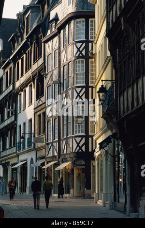 Window shopping in the Rue St Romain Rouen Seine Maritime Haute Normandie Normandy France Europe Stock Photo