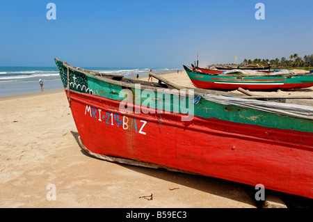 Fishing boats on Benaulim Beach, South Goa, India. Stock Photo