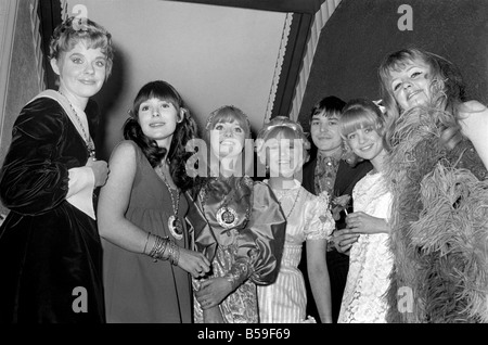 World Premiere of Here we go round the Mulberry bush at the London Pavillion;Barry Evans and the girls who star with him in the Stock Photo