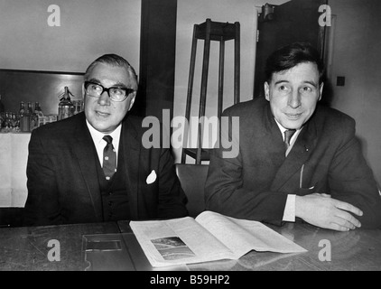 Dr Robert Edwards (Right) one of the world's leading authorities on the science of fertility treatments seen here with Dr Patrick Steptoe;Starting in 1968 they turn the dream of test tube babies into reality.;Their work led to the birth of the first child conceived through IVF, Louise Brown, in 1978. They are seen here in September 1969 P008087 Stock Photo