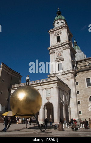 Large golden ball in Kapitelplatz, Salzburg, Austria, Europe Stock Photo