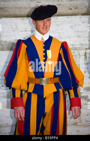 Vatican soldier on guard duty, The Vatican, Saint Peter’s Square, Piazza San Pietro, Rome, Italy Stock Photo