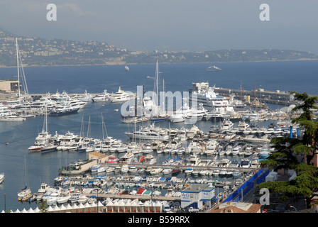 Luxury Yachts and small boats in the harbour in Monaco Stock Photo