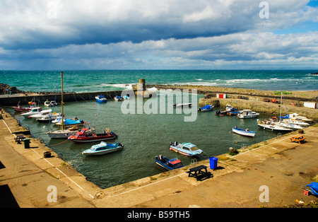 Dunure fishing village on the Ayrshire Coast.The harbour has moorings for fishing and pleasure boats. Stock Photo