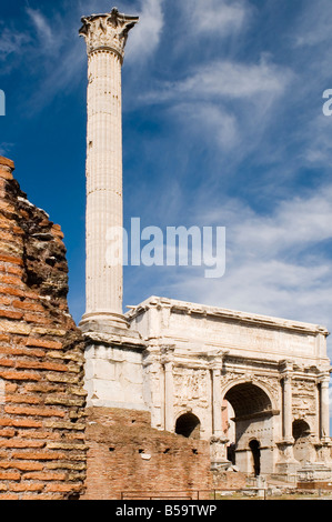 Italy Older stone column in rome forum Stock Photo