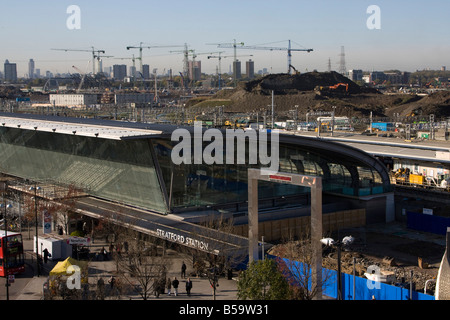 London 2012 Olympic Infrastructure Construction site Stratford London Borough of Newham England uk gb Stock Photo