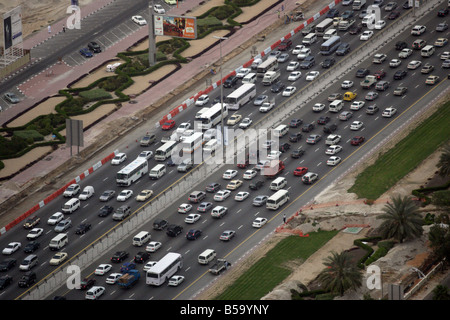 Traffic jam on the Sheikh Zayed Road, Dubai, United Arab Emirates Stock Photo