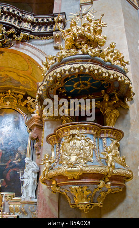 Vienna, Austria. Peterskirche (St Peter's Church: 1703-08, Baroque) Interior. Pulpit Stock Photo