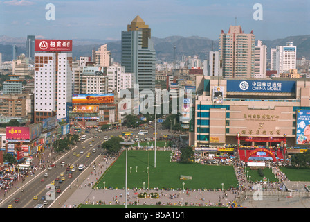 Around Dongfanghong Square new high rise buildings Lanzhou city China Asia Stock Photo