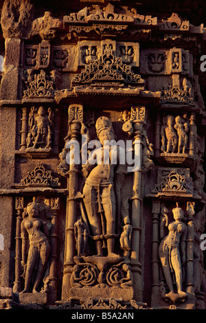 Detail of the Sun Temple built by King Bhimbev in the 11th century Modhera Gujarat state India Asia Stock Photo