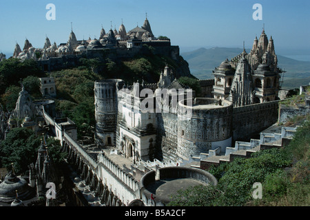 Jain temples Palitana Gujarat state India Asia Stock Photo