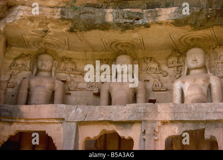 Jain rock sculptures, Gwalior, Madhya Pradesh state, India Stock Photo