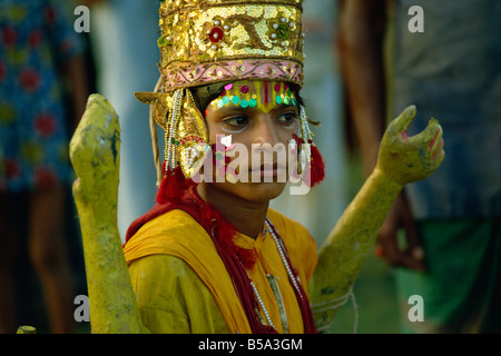 Actor in the Ramlilla the stage play of the Hindu epic the Ramayana Varanasi Uttar Pradesh state India Asia Stock Photo