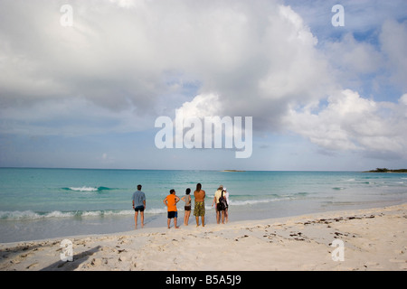 Tourists at Shroud Key in the Bahamas Stock Photo