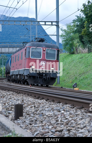 Swiss freight train engine,  Swiss Federal Railways Stock Photo