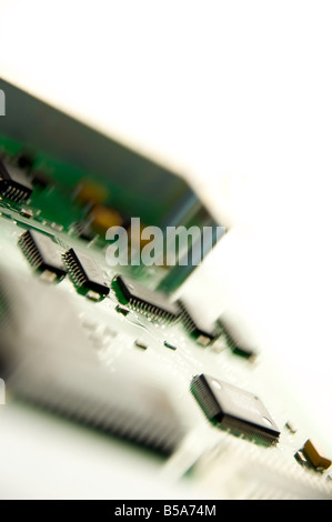 Impressionistic view of green motherboard from personal computer Stock Photo