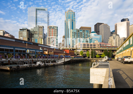 Skyscrapers on the Seattle skyline as seen from the waterfront Stock Photo