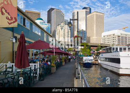 Skyscrapers on the Seattle skyline as seen from the waterfront Stock Photo