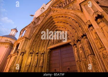 Gothic doorway Puerto de los Apostles of the cathedral in the historical city centre of Valencia Spain Stock Photo