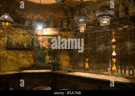 The bar in Abou El Sid restaurant located in Zamalek district on the Nile island of Gezira in Cairo Egypt Stock Photo