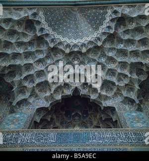 Detail of Masjid e Imam Mosque formerly the Shah Mosque Isfahan Iran Middle East Stock Photo