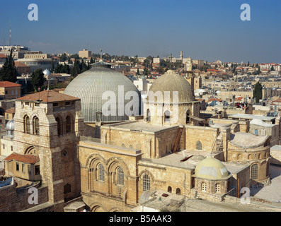 Church of the Holy Sepulchre with old city of Jerusalem behind, Israel, Middle East Stock Photo