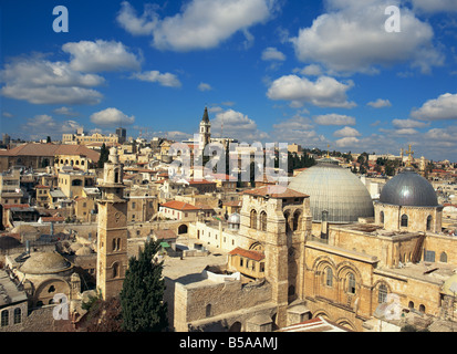 Skyline with Church of the Holy Sepulchre in the foreground and the Old City of Jerusalem, Israel, Middle East Stock Photo