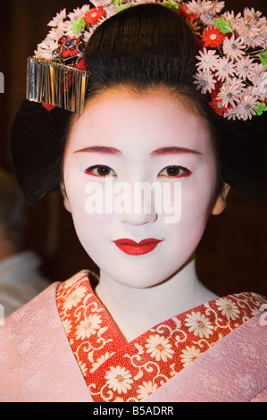 Maiko trainee geisha entertainment at formal dinner banquet Kyoto Honshu Island Japan Asia Stock Photo