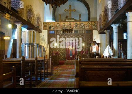 The interior of the Coptic Orthodox Church of Saint Barbara in the Coptic district Cairo Egypt Stock Photo