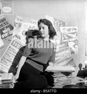 Kathleen Craig juke box queen who selects records for jukeboxes. 1956 A516-010 Stock Photo