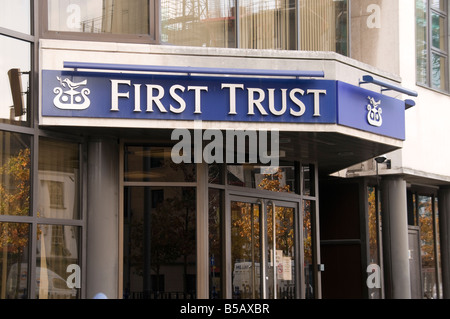 Entrance to First Trust headquarters, Belfast Stock Photo