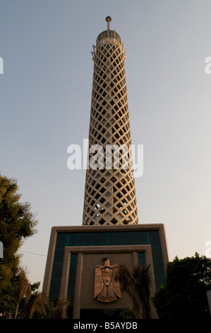 The Cairo Tower in Zamalek an affluent district of Cairo encompassing the northern portion of Gezira Island in the Nile river in Egypt Stock Photo