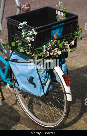 Bicycle decorated with flowers, Amsterdam, Netherlands, Europe Stock Photo