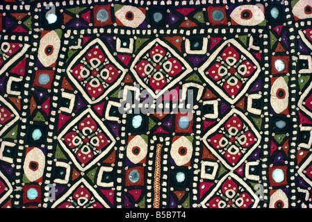 Close up of embroidery on a Gajj wedding dress in Sind Pakistan Asia Stock Photo