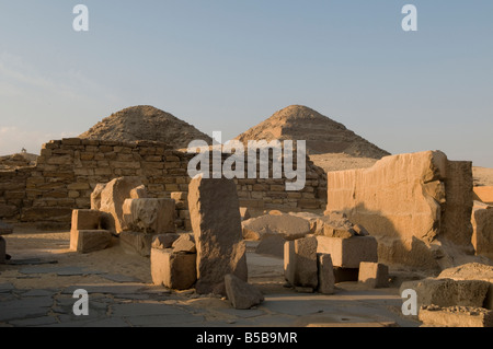 View of Abusir an archaeological locality part of the necropolis of ancient Memphis consisting of several pyramids of the 5th Dynasty near Cairo Egypt Stock Photo