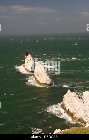The Needles and lighthouse, Isle of Wight, Hampshire, England, Europe Stock Photo