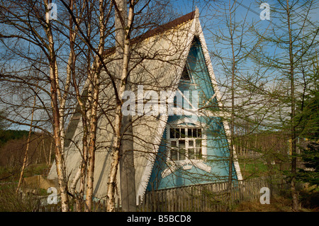 A frame dacha building near Korsakov Sakhalin Russian Far East Russia Asia Stock Photo