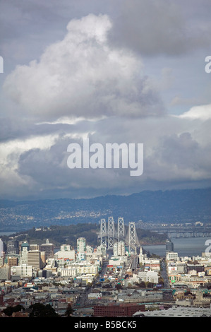 storm passing over San Francisco and the bay bridge Stock Photo