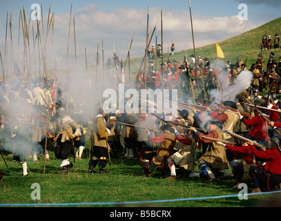 Civil War re enactment by the Sealed Knot near site of Edgehill Warwickshire England United Kingdom Europe Stock Photo