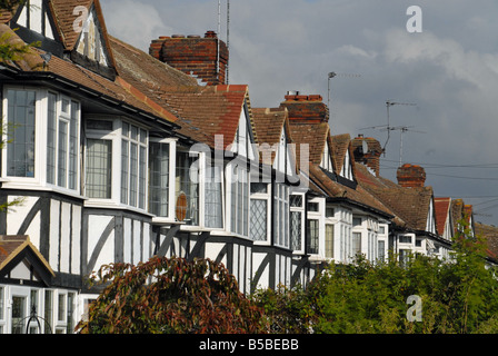 Suburban mock tudor semi-detached houses South West London UK Stock Photo