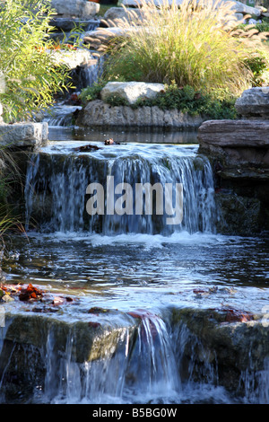 The waterfall garden at the Chalet on the Lake hotel located on Table Rock Lake behind the dam in Branson Missouri Stock Photo