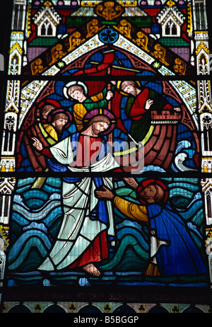 Stained glass window Ely Cathedral Ely Cambridgeshire England United Kingdom Europe Stock Photo