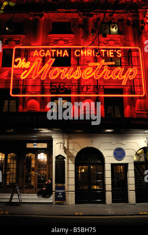 St Martins Theatre with neon signs for Agatha Christie's The Mousetrap ...