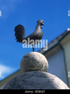 Cockerel over fountain at Calvari Pollenca Mallorca Balearic Islands Spain Europe Stock Photo