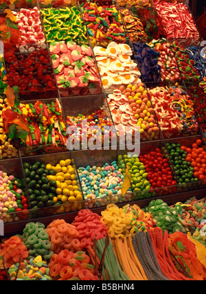 Sweets, La Boqueria market, Las Ramblas, Barcelona, Catalonia, Spain, Europe Stock Photo