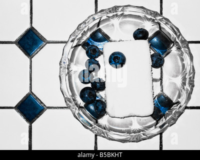 Sorbet With Blueberries Close up Stock Photo