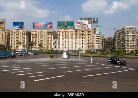 View of Midan el Tahrir square also known as 'Martyr Square', a major public town square in Downtown Cairo, Egypt. Stock Photo