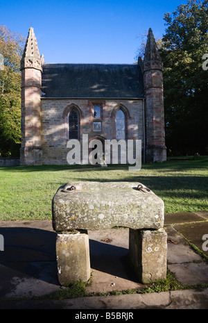 Replica of the Stone of Destiny on Moot Hill at Scone Palace, Ancient Crowning Place of Scots Kings, Perthshire, Scotland. Stock Photo