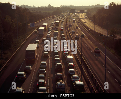 Traffic jam on the M25 motorway. Kent, England, UK. Stock Photo