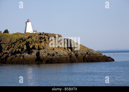 Lighthouse at Blacks Harbour Grand Manan Island is a small island of the coast of New Brunswick on Canada s Atlantic Coast Stock Photo